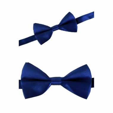 Blauwe verkleed vlinderstrikje 12 cm voor dames/heren