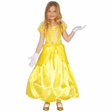 Prinses verkleed jurk carnavalskleding geel voor meisjes