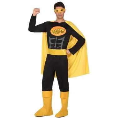 Superheld verkleed pak carnavalskleding zwart geel voor heren