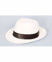Al capone gangster verkleed hoed wit met zwart