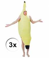 Bananen carnavalskledings 3 x voor volwassenen
