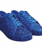 Blauwe glitter disco sneakers schoenen voor dames