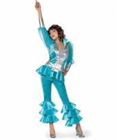Dames disco carnavalskleding blauw zilver