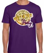 Disco eighties party feest t-shirt paars voor heren