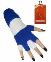 Gebreide handschoenen blauw wit