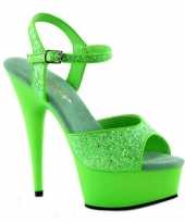 Groene sandaal hakken met glitters