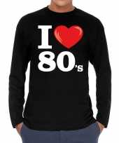 I love 80s eighties long sleeve t-shirt zwart heren