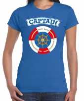 Kapitein captain verkleed t-shirt blauw voor dames