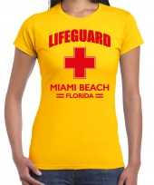 Lifeguard strandwacht verkleed t-shirt lifeguard miami beach florida geel voor dames