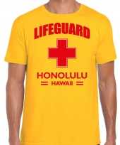 Lifeguard strandwacht verkleed t-shirt shirt lifeguard honolulu hawaii geel voor heren