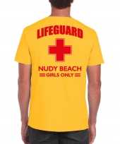 Lifeguard strandwacht verkleed t-shirt shirt lifeguard nudy beach girls only geel voor heren 10225863