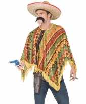 Mexicaanse verkleed poncho en snor voor heren