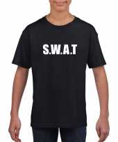 Politie swat tekst t-shirt zwart kinderen