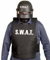 Politie swat verkleed helm met vizier voor volwassenen zwart
