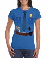 Politie uniform carnavalskleding t-shirt blauw voor dames