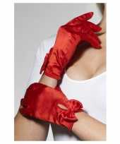 Rode korte verkleed handschoenen voor dames