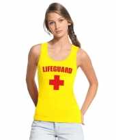 Sexy lifeguard strandwacht mouwloos shirt geel dames