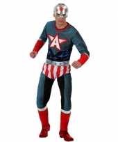 Superheld amerikaanse kapitein verkleed pak carnavalskleding voor heren
