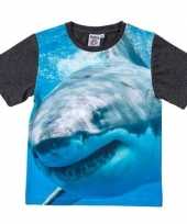 Zwart t-shirt met haai voor kinderen